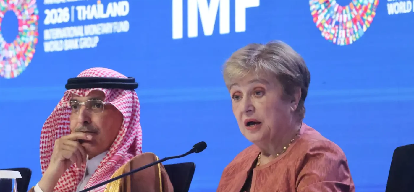 Saudi Finance Minister Mohammed Al-Jadaan and IMF Managing Director Kristalina Georgieva