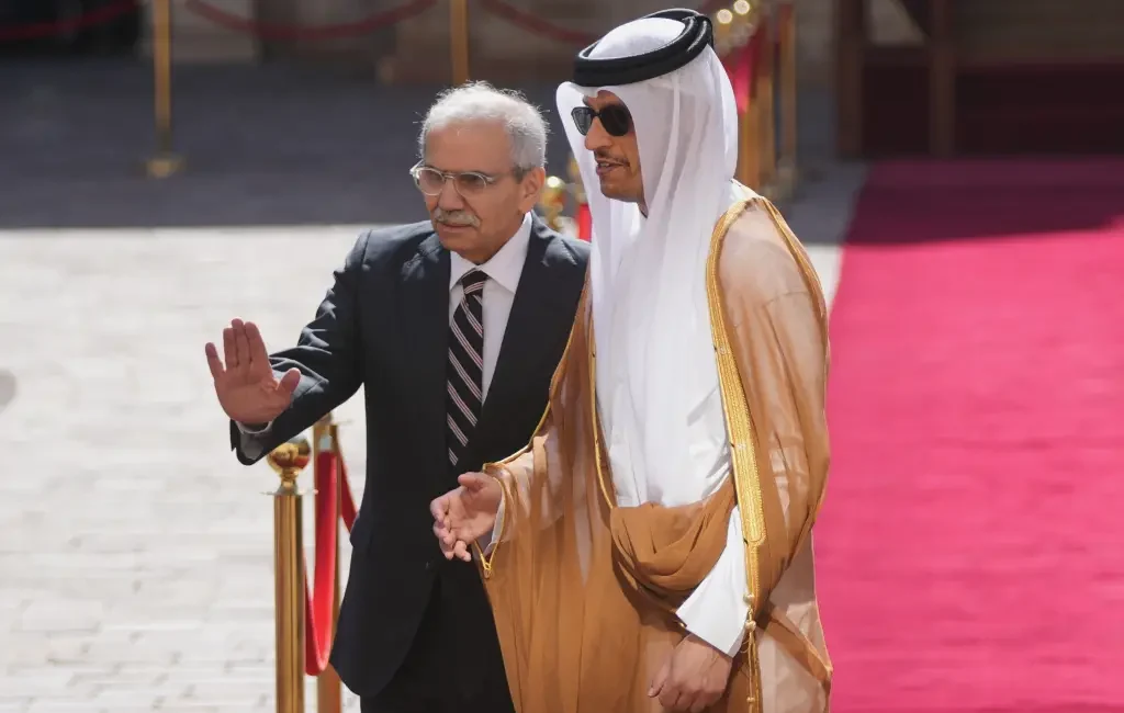 Qatari and Lebanese officials at a diplomatic event