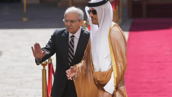 Qatari and Lebanese officials at a diplomatic event