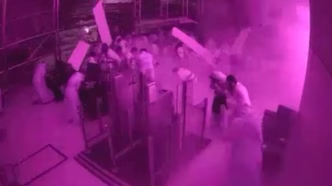 CCTV still from inside King Khalid International Airport during a Houthi missile strike